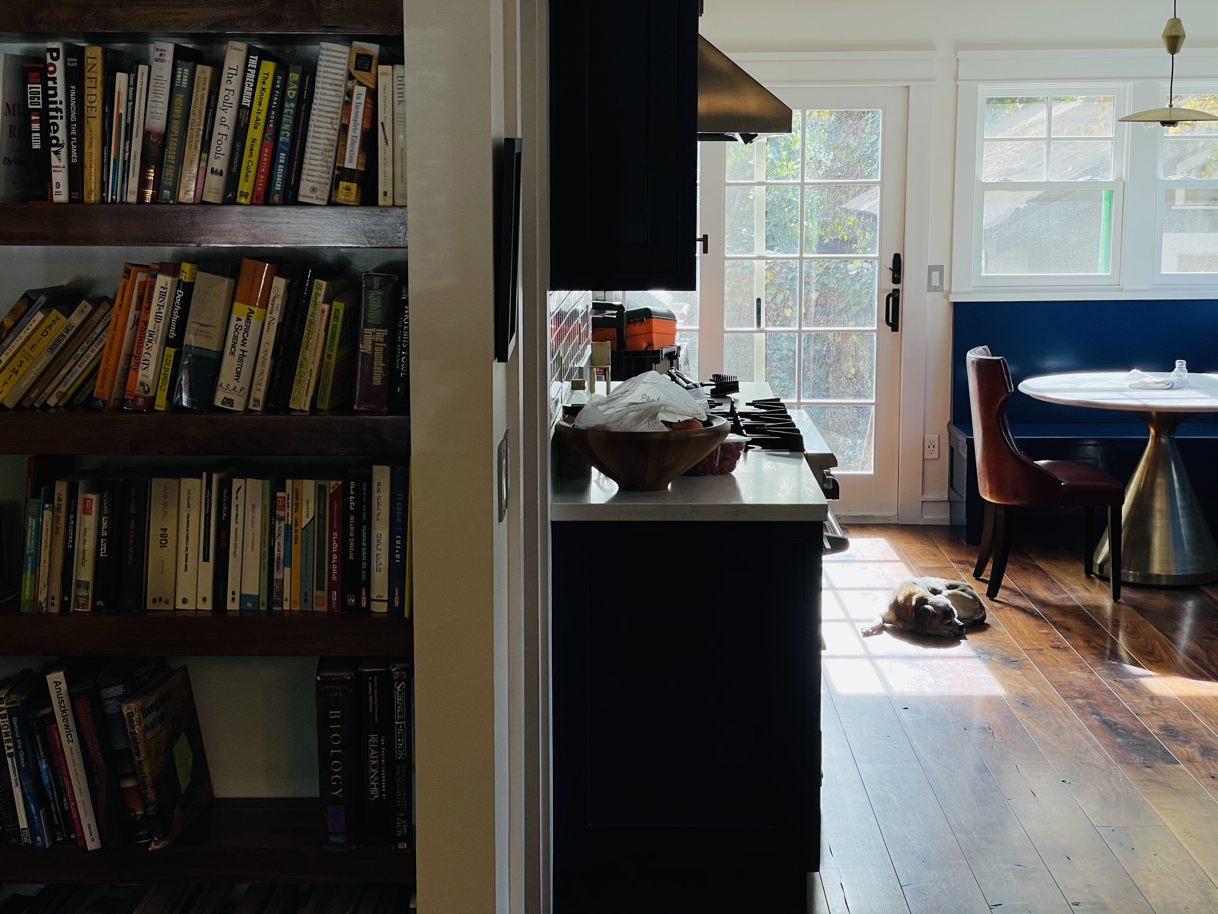 Kitchen and library